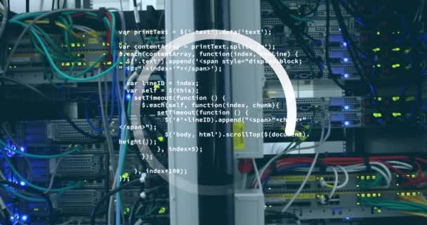 Animação Anel Carregamento Sobre Processamento Dados Sala Servidor Negócio Global — Vídeo de Stock
