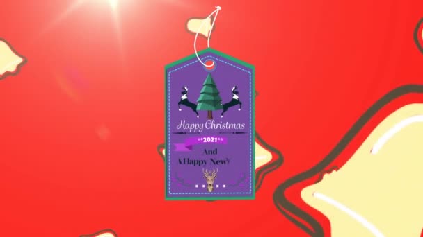 크리스마스의 텍스트 애니메이션 배경에 크리스마스 벨떨어지는 크리스마스 디지털로 비디오 — 비디오