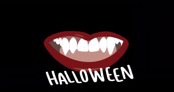 Animación Texto Halloween Sobre Vampiro Negro Halloween Tradición Celebración Concepto — Vídeos de Stock