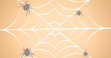 Örümcek ağı üzerinden Mutlu Cadılar Bayramı metni animasyonu. Cadılar bayramı geleneği ve dijital olarak oluşturulan kutlama konsepti.