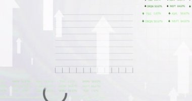 Finansal veri işleme üzerine ok animasyonu. küresel iş, finans ve dijital arayüz kavramı dijital olarak oluşturulmuş video.