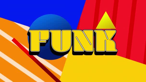 Цифровая анимация фанка над абстрактными красочными фигурами в фоновом режиме. Концепция интерфейса и технологии видеоигр