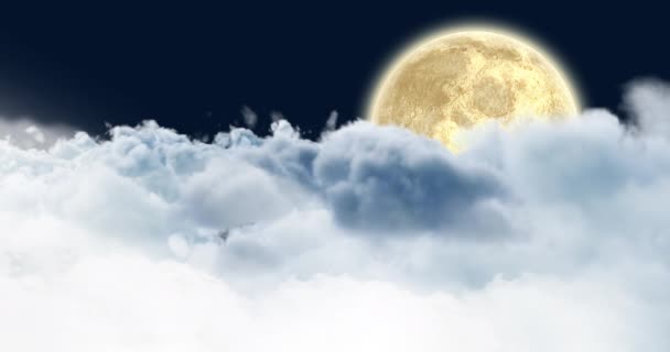 Анімація Місяця Всесвіті Хмарах Концепція Простору Галактики Астрономії Цифрове Відео — стокове відео
