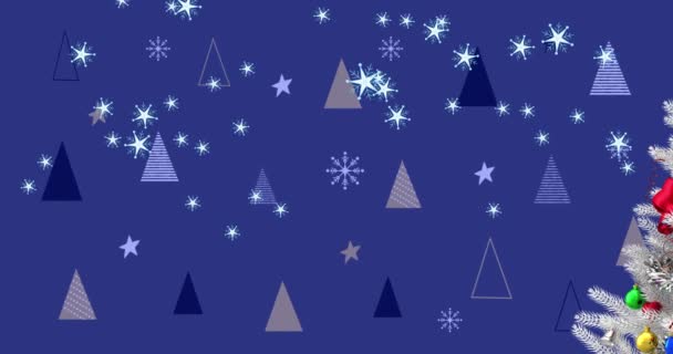 크리스마스 애니메이션 크리스마스 패턴을 파란색 배경으로 크리스마스 디지털로 비디오 — 비디오