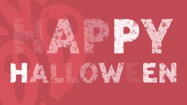 赤い背景にハロウィンの挨拶や浮遊幽霊のアニメーション ハロウィーンの伝統とお祝いのコンセプトデジタル生成ビデオ — ストック動画