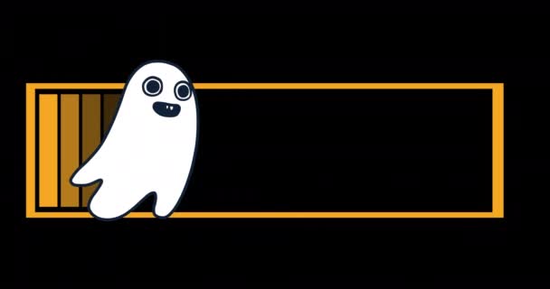 Animación Barra Carga Con Fantasma Sobre Fondo Negro Halloween Tradición — Vídeos de Stock