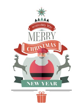 Merry christmas vektör metin ve simgeleri