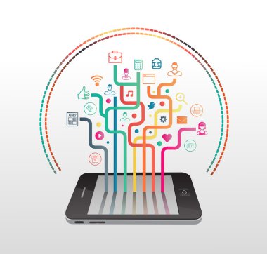 App simgeleri smartphone ekranında