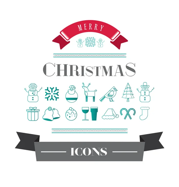 Merry christmas vector with icons — Stock Vector