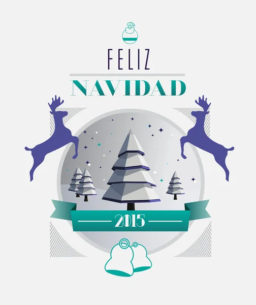 Feliz navidad 2015 message with illustrations — Stock Vector