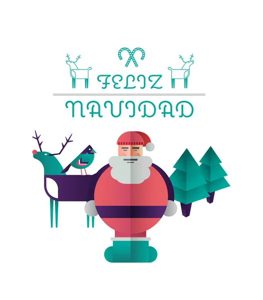 Feliz navidad message avec illustrations — Image vectorielle