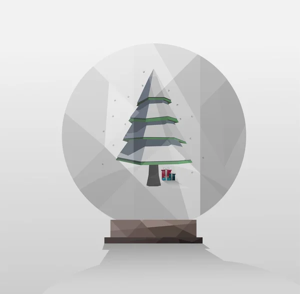 Fir tree in snow globe vector — Stock Vector