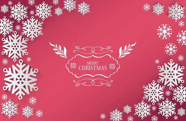 Merry christmas vector with text and snow flakes — Stock Vector