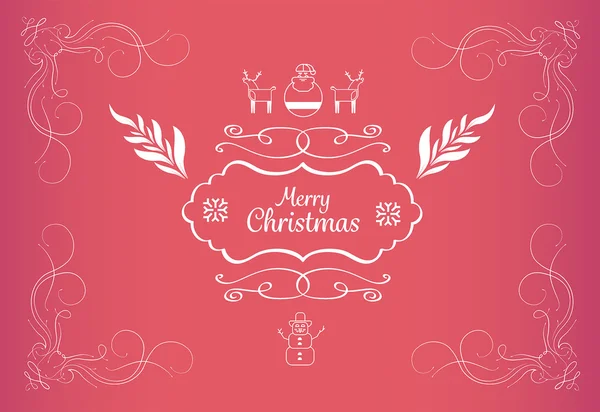 Merry christmas message vector with illustrations — Stock Vector