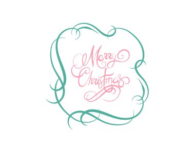 neşeli Noel mesajı vektör cursive yeşil ve pembe
