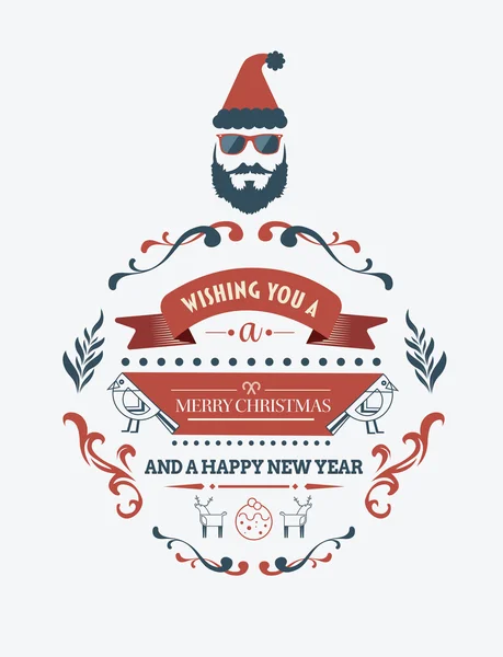 Stylish merry christmas message banner with illustrations — Stock Vector