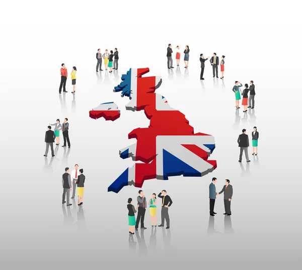Britse bedrijfsleven mensen vector met vlag — Stockvector
