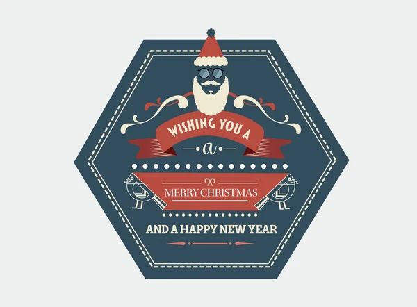 Stylish merry christmas message banner with illustrations — Stockový vektor