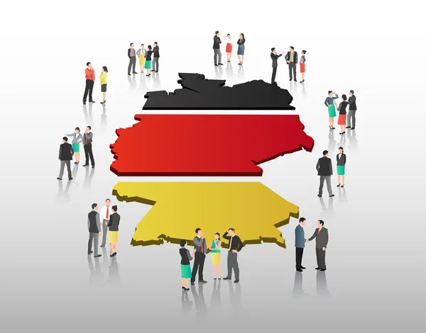 Vettore uomini d'affari con bandiera tedesca e contorno paese — Vettoriale Stock