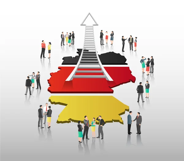 Διάνυσμα άνθρωποι επιχειρήσεων με τη γερμανική σημαία και διάρθρωσης της χώρας — Διανυσματικό Αρχείο