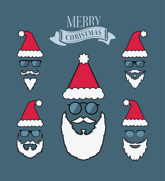 Feliz vetor de Natal com barbas de santa —  Vetores de Stock