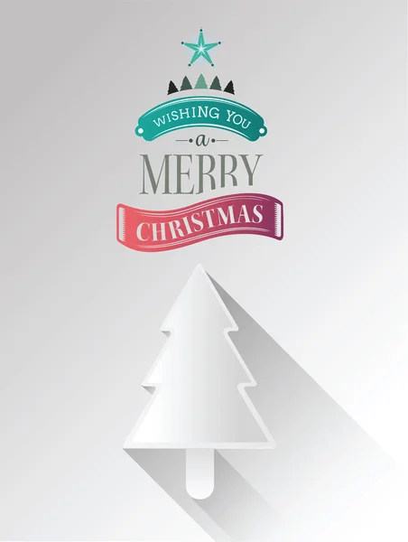 Christmas tree vector with greeting — Stock Vector