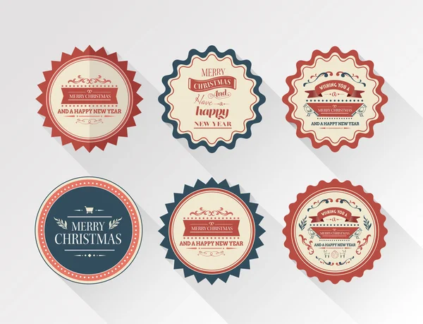 Stylish merry christmas message badges vector — Stock Vector