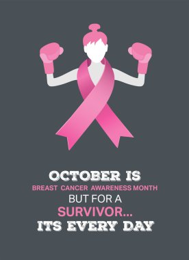 Breast cancer awareness vector with fighting girl clipart