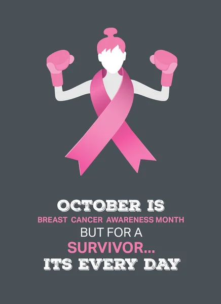 Vetor de consciência de câncer de mama com lutando menina —  Vetores de Stock