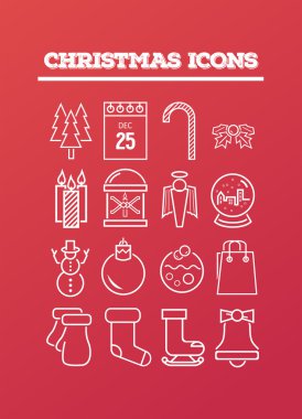 Üzerinde kırmızı vektör Christmas Icons