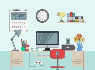 Masa oda ofis içinde bilgisayar ile