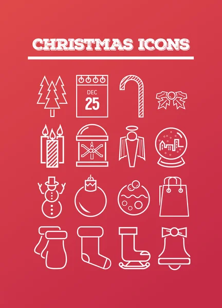 Christmas icons on red vector — Stock Vector