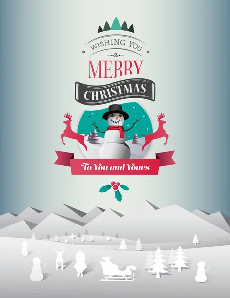 Christmas greeting message with illustrations vector — Stock Vector