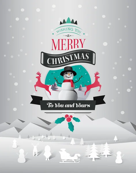 Mensaje de felicitación de Navidad con ilustraciones vector — Vector de stock