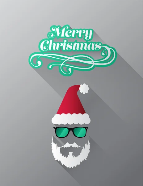 Merry christmas vector with hipster santa — Stock Vector