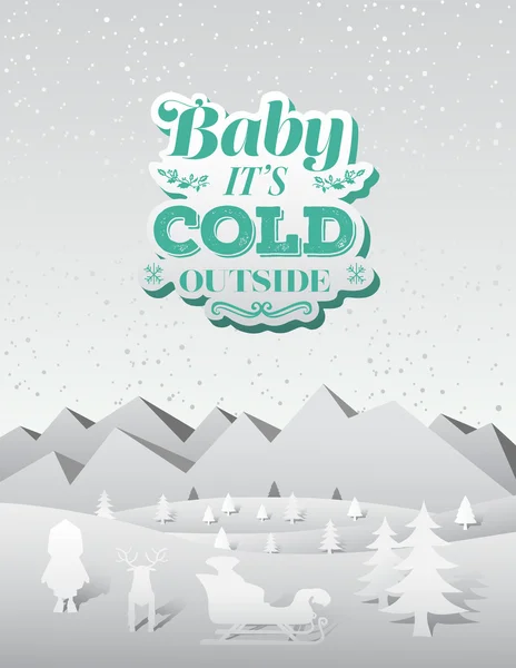 Baby seine Kälte außerhalb von Weihnachten Vektor — Stockvektor