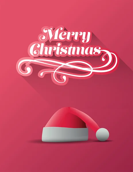 Merry christmas vector met schattige santa hat illustratie — Stockvector