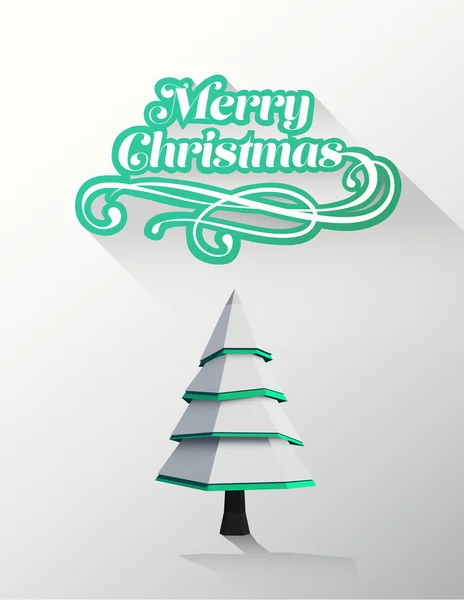 Merry christmas vector met schattige boom illustratie — Stockvector