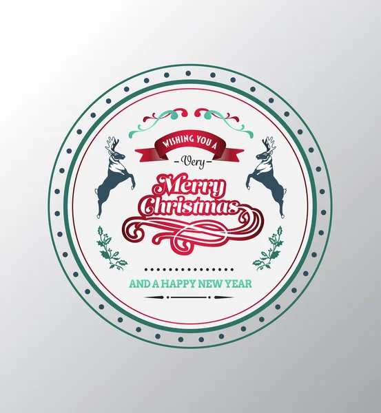 Merry christmas vector with text and illustrations — Stock Vector