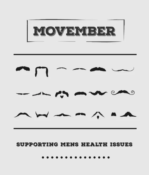 Movember reklam vektör metin ve grafik — Stok Vektör