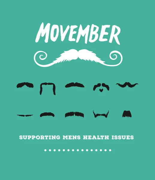 Movember reklam vektör metin ve grafik — Stok Vektör