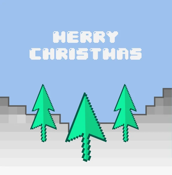 Merry christmas vector in retro video game style — Stock Vector