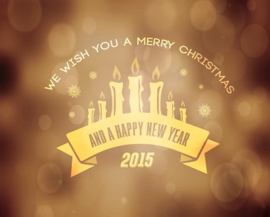 Neşeli Noel vektör mumlar ile altın