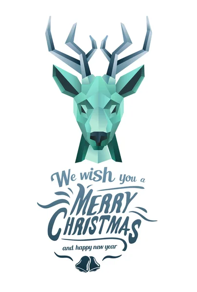 Merry christmas vector with hipster reindeer design — Stock Vector