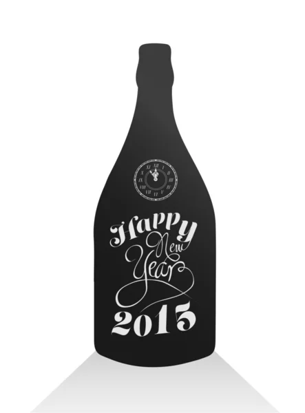 Şampanya şişesi vektör yeni yıl mesajı — Stok Vektör