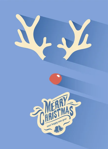 Frohe Weihnachten Vektor mit Rudolph Nase — Stockvektor