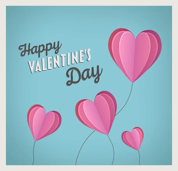 快乐情人节矢量与心形气球 — 图库矢量图片