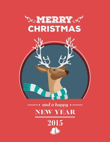 Festive reindeer with message vector — Stock Vector
