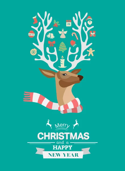 Festive reindeer with message vector — Stock Vector