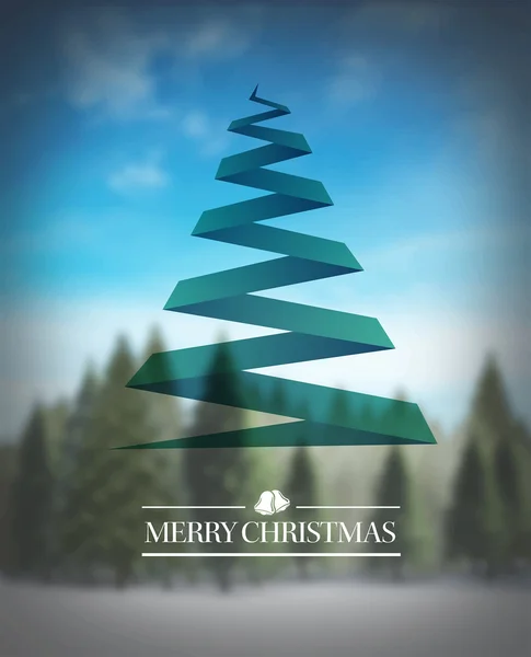 Merry christmas vector met boom — Stockvector